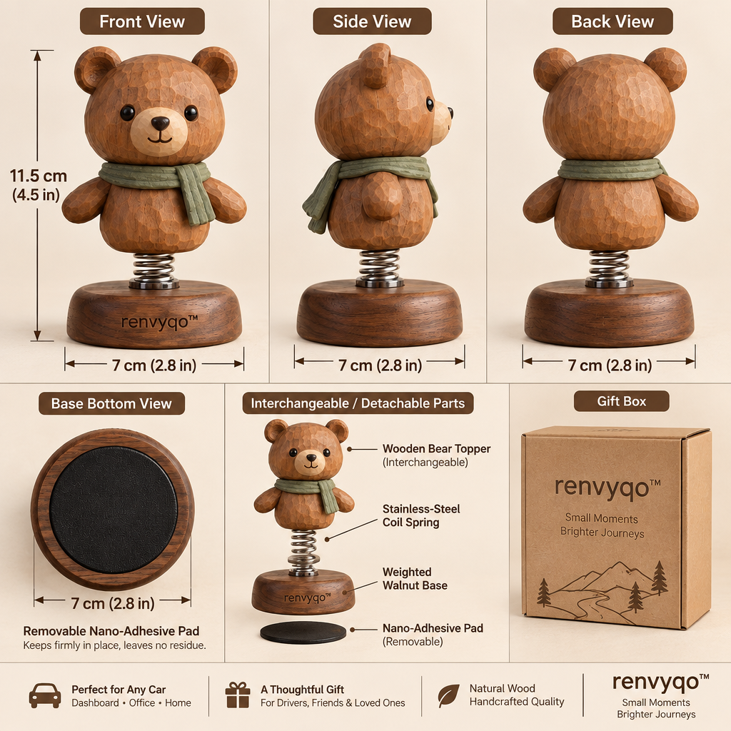 renvyqo™ RoadSway Car-Mounted Swinging Animal Wood Figurine image 6