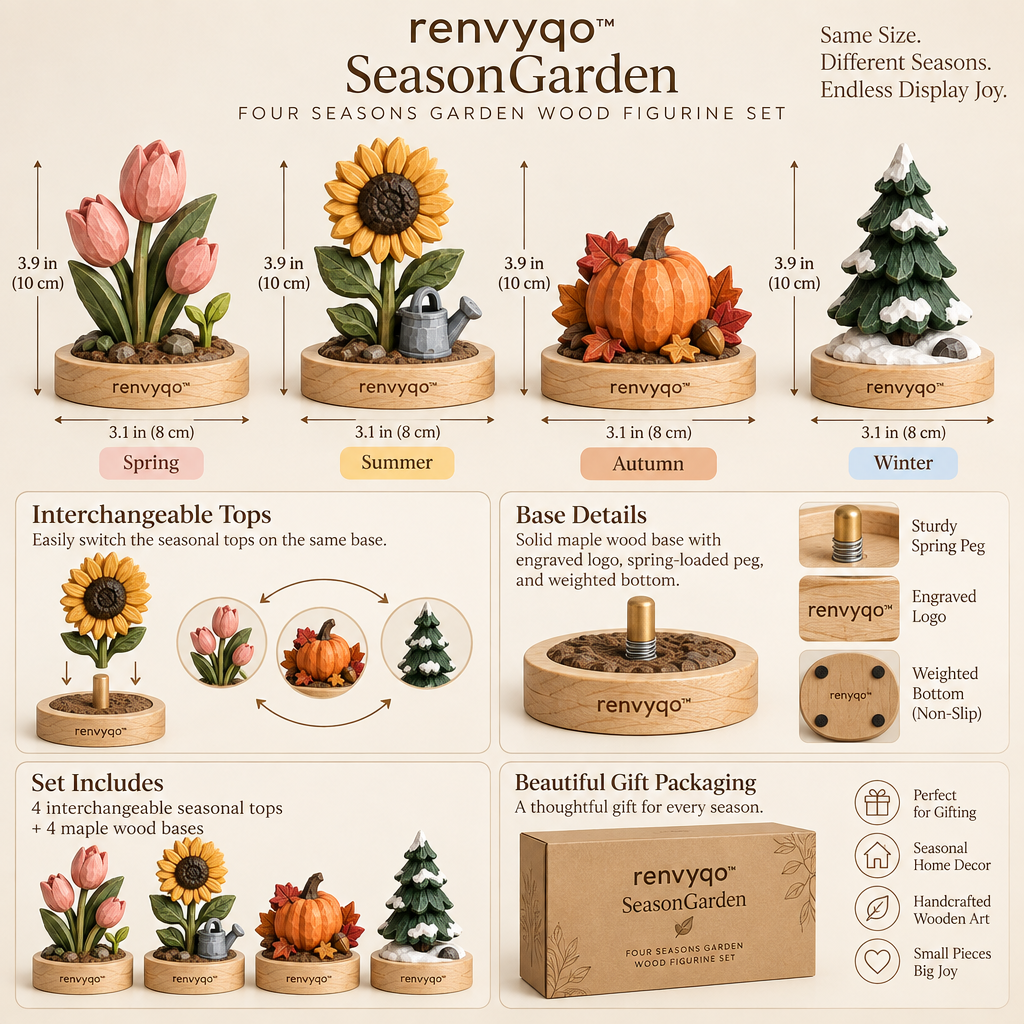 renvyqo™ SeasonGarden Four-Seasons Garden Wood Figurine Set image 6