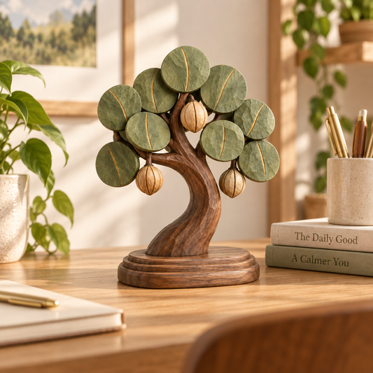 renvyqo™ FortuneTree Lucky Money-Tree Wood Desktop Figurine product view