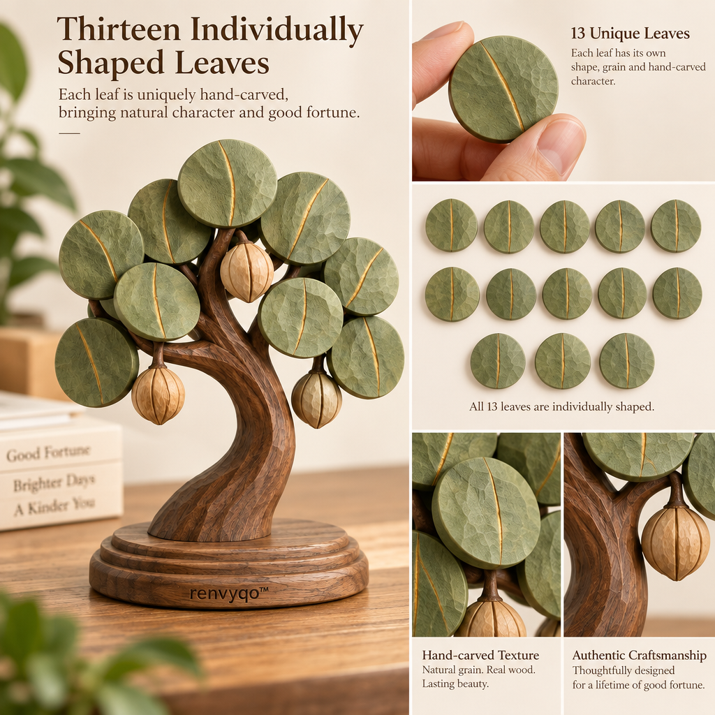 renvyqo™ FortuneTree Lucky Money-Tree Wood Desktop Figurine image 3