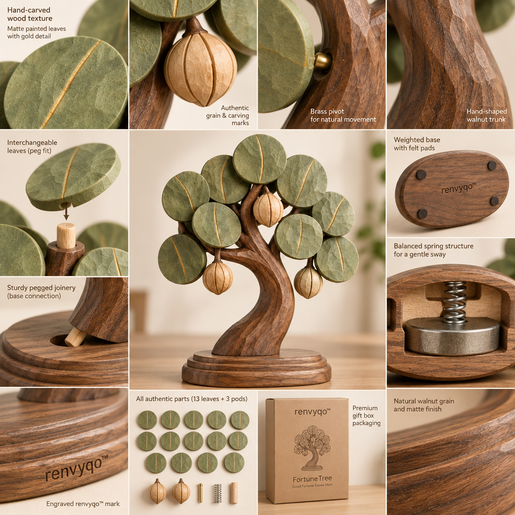 renvyqo™ FortuneTree Lucky Money-Tree Wood Desktop Figurine image 4