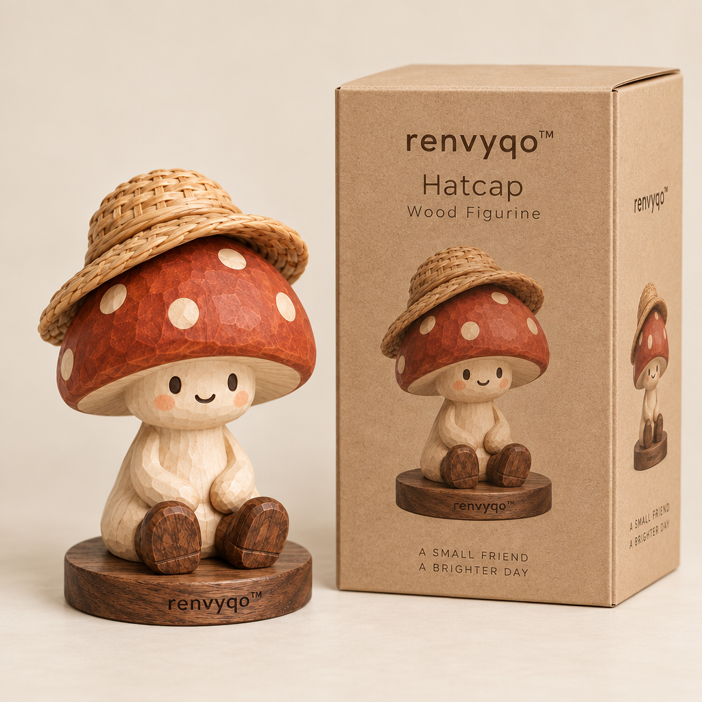 renvyqo™ Hatcap Straw-Hat Mushroom Wood Figurine image 5