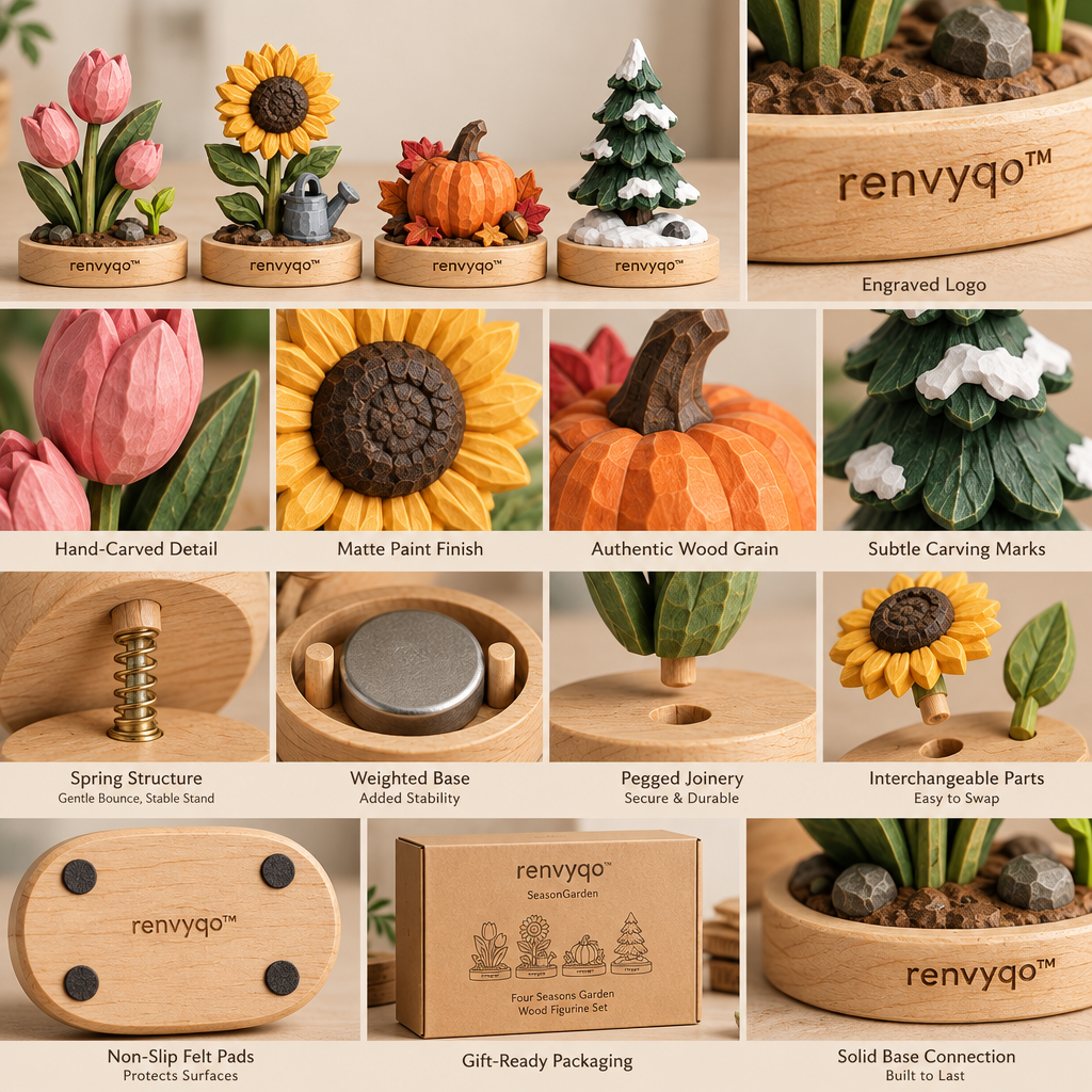 renvyqo™ SeasonGarden Four-Seasons Garden Wood Figurine Set image 4