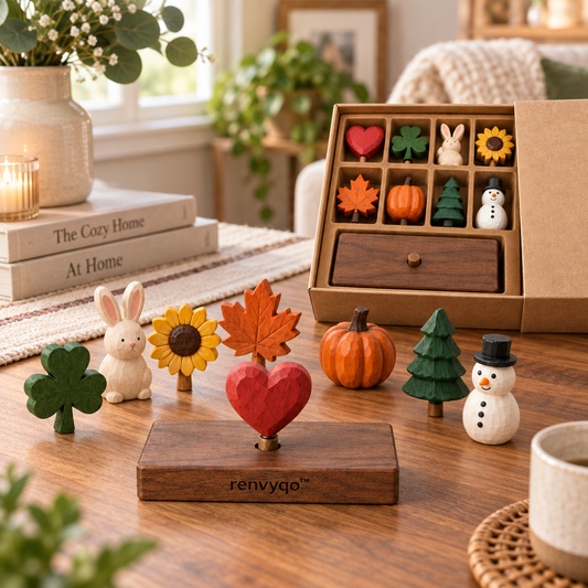 renvyqo™ SeasonSwap Interchangeable Holiday Wood Figurine Gift Box product view