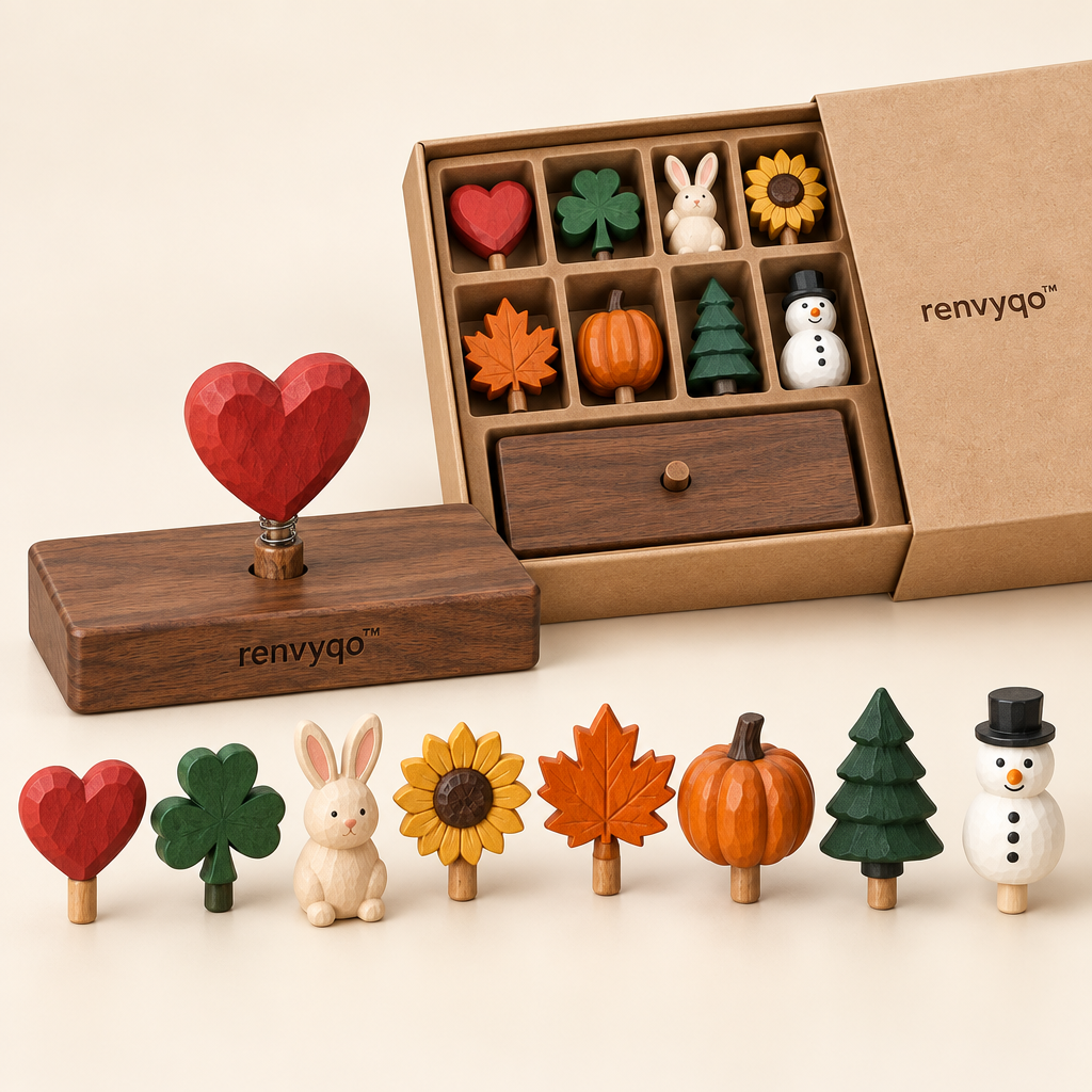 renvyqo™ SeasonSwap Interchangeable Holiday Wood Figurine Gift Box image 2