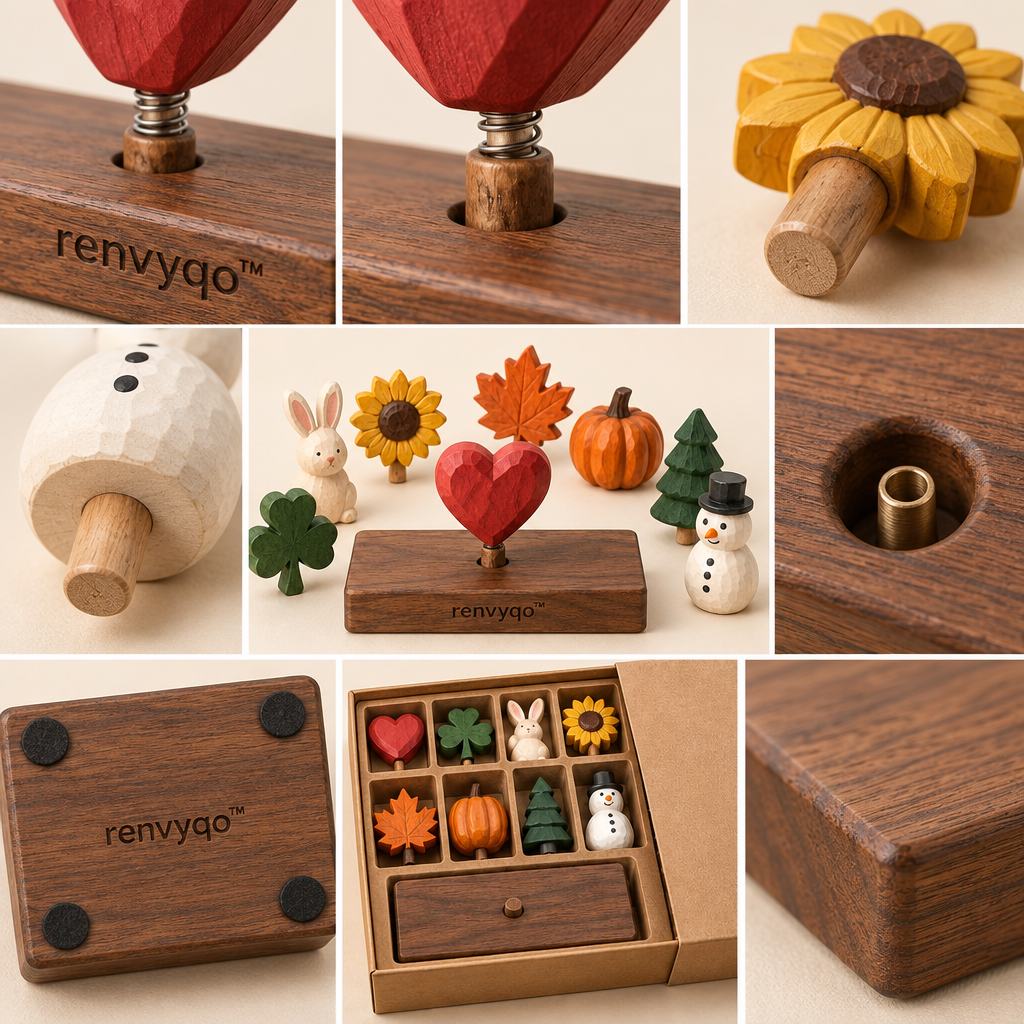 renvyqo™ SeasonSwap Interchangeable Holiday Wood Figurine Gift Box image 4