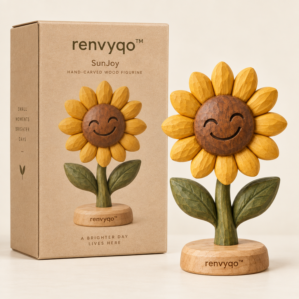 renvyqo™ SunJoy Smiling Sunflower Hand-Carved Wood Figurine image 5