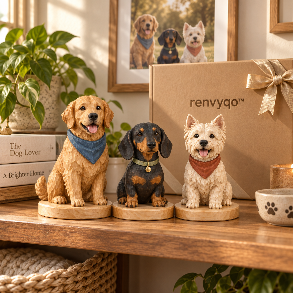 renvyqo™ ThreePaws Three Companion Dogs Wood Figurine Set product view