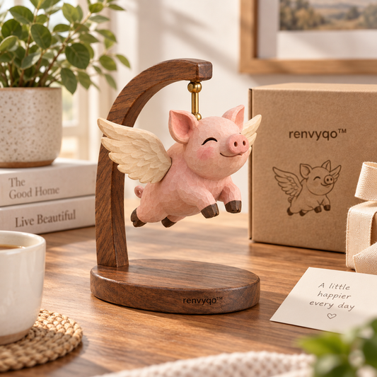 renvyqo™ WingWish Flying Pig Wood Swing Decoration product view